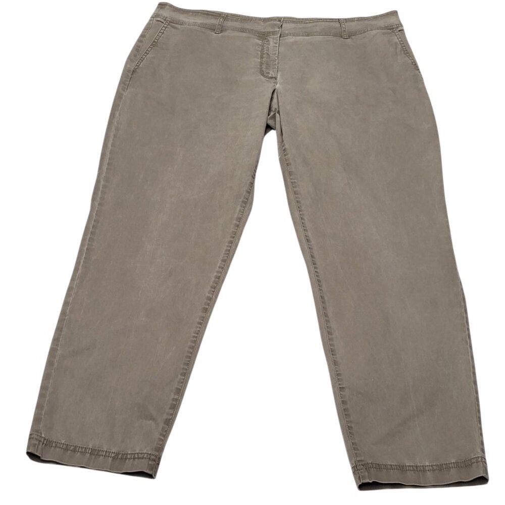 Eileen Fisher Washed Cotton Tencel Twill Pant Size 14 Gray Ankle Flat Front